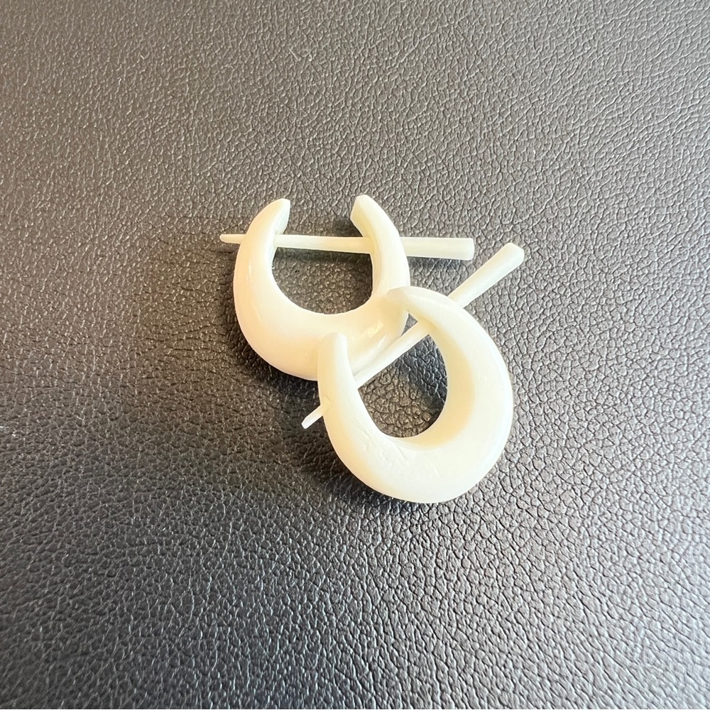 Bone Jewelry White Hoop Earrings